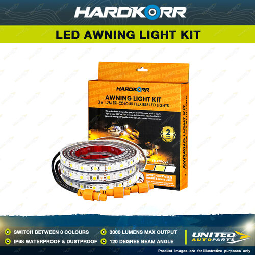 Hardkorr 3 Strip Tri-Colour LED Awning Light Kit - 3300 Lumens Max Output