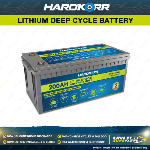 Hardkorr 200Ah Lithium LiFePO4 Deep Cycle Battery - IP64 Waterproof & Dustproof