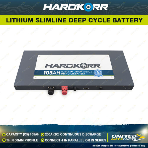 Hardkorr 105Ah Lithium LiFePO4 Slimline Deep Cycle Battery With Bluetooth