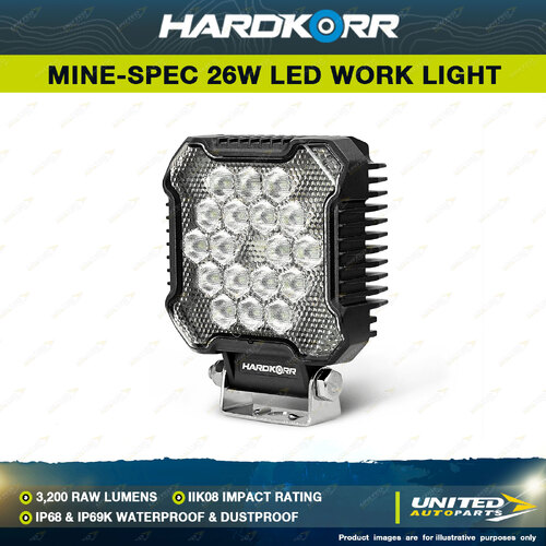 Hardkorr XDW Series Mine-Spec 26W Square LED Work Light - 3200 Raw Lumens