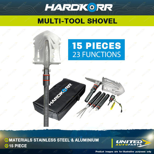 Hardkorr 15 Piece Multi-Tool Shovel - Materials Stainless Steel & Aluminium