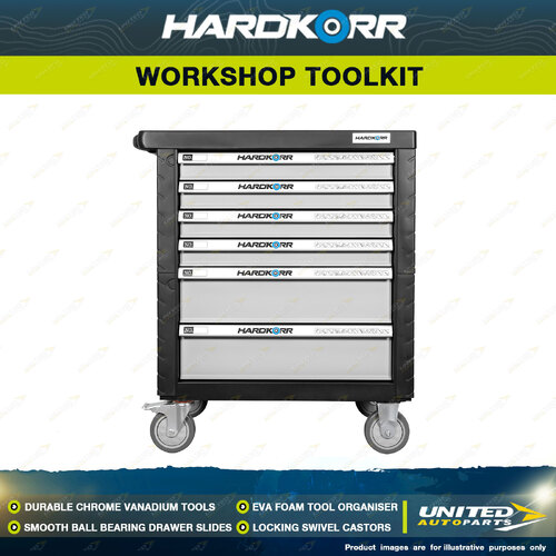 Hardkorr 160 Piece Workshop Toolkit with Trolley Cabinet - Chrome Vanadium Tools