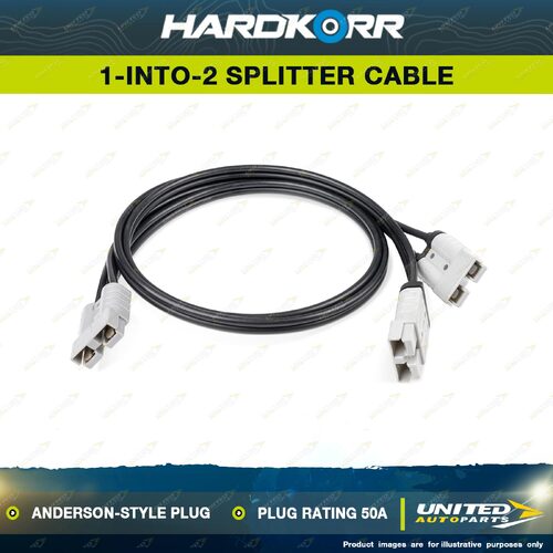 Hardkorr 1-into-2 Anderson Style Plug Splitter Cable Plug Rating 50A 12AWG