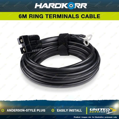 Hardkorr 6m Anderson Style Plug to Battery Ring Terminals Cable Plug Rating 50A