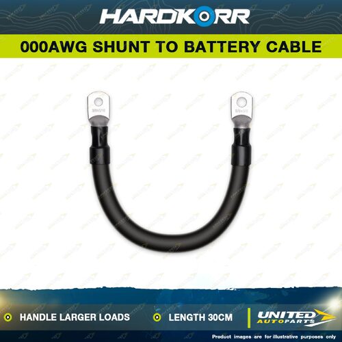 Hardkorr 000AWG Shunt to Battery Cable Black Cable Length 300mm Terminals M8 M10