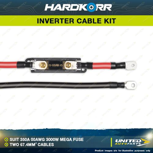 Hardkorr Inverter Cable Kit to Suit 350A 00AWG 3000W Mega Fuse Length 750mm