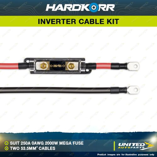 Hardkorr Inverter Cable Kit to Suit 250A 0AWG 2000W Mega Fuse Length 750mm