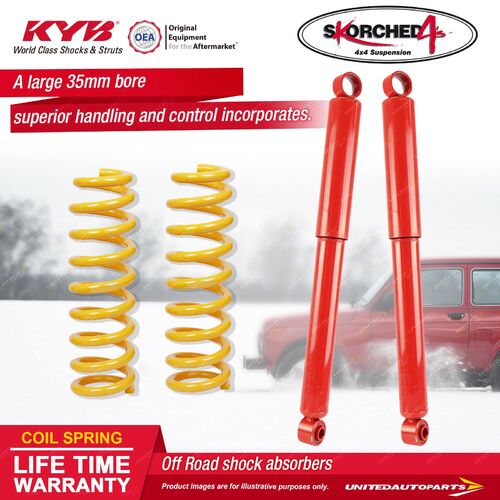 Rear KYB SKORCHED 4'S Shock Absorbers STD King Springs for NISSAN Patrol GU SUV