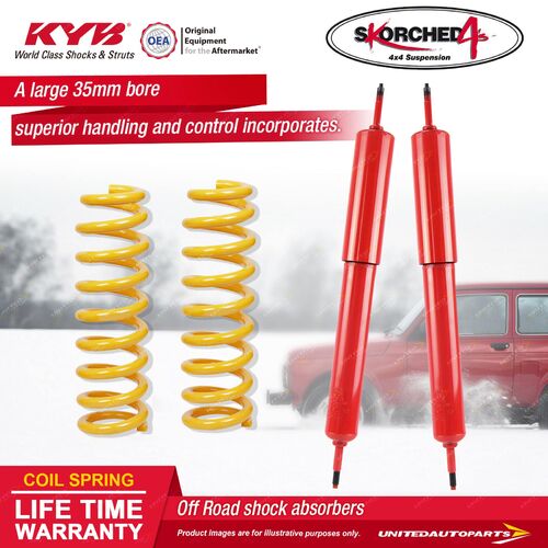 Front KYB SKORCHED 4'S Shock Absorbers King Springs for Landcruiser VDJ76 78 79