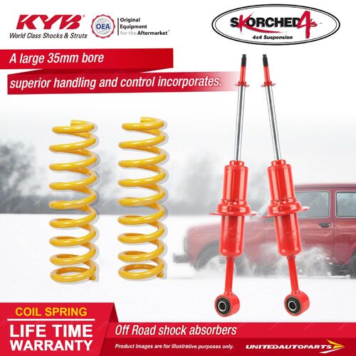 Front KYB SKORCHED 4'S Shock Absorbers Raised King Springs for FORD Ranger PX