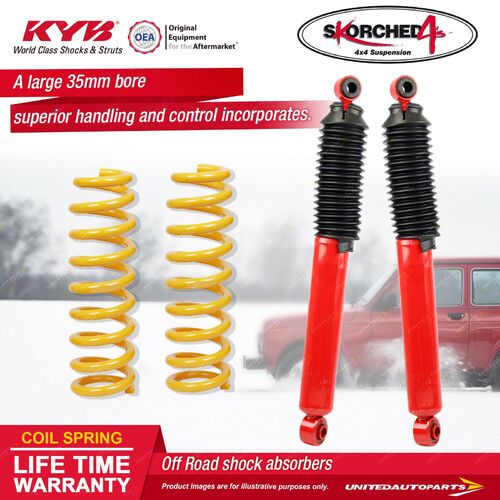 Rear KYB SKORCHED 4'S Shock Absorbers Raised King Springs for Challenger PB PC