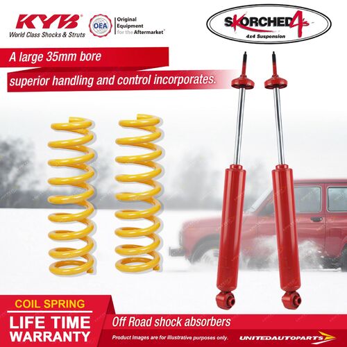 Rear KYB SKORCHED 4'S Shock Absorbers Raised King Springs for Pajero NM NS Wagon