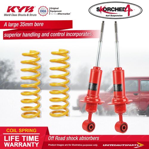 Fr KYB SKORCHED 4'S Shock Absorbers Raised King Springs for Pathfinder R51 2.5