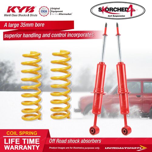 Front KYB SKORCHED 4'S Shock Absorbers Raised King Springs for FJ Cruiser GSJ15