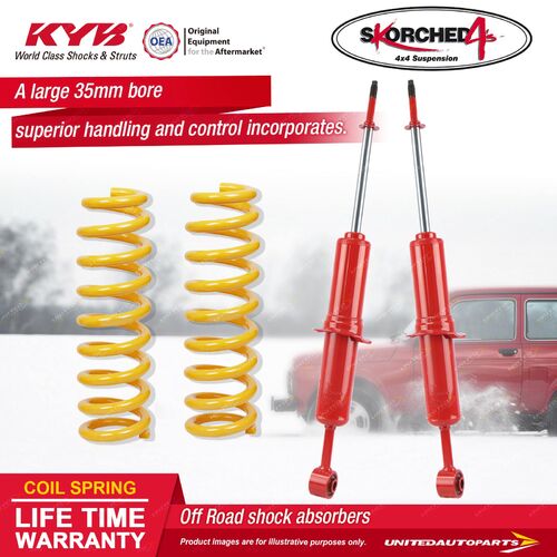 Front KYB SKORCHED 4'S Shock Absorbers Raised King Springs for Hilux GGN25 KUN26