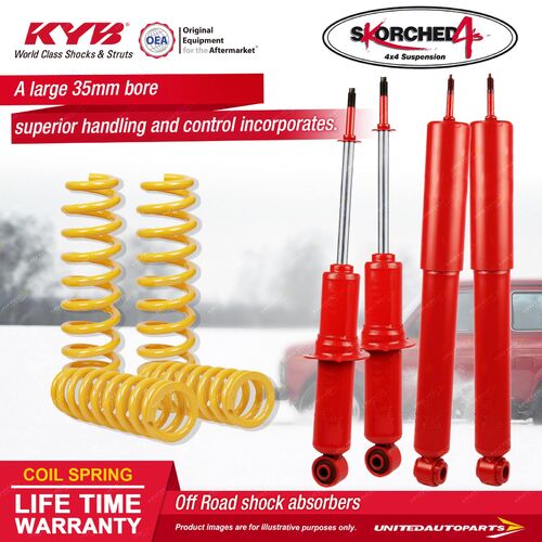 F+R KYB SKORCHED 4'S Shock Absorbers STD King Springs for TOYOTA Hilux KZN185