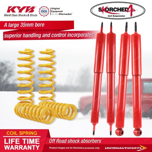 F+R KYB SKORCHED 4'S Shock Absorbers King Springs for TOYOTA Landcruiser HZJ80