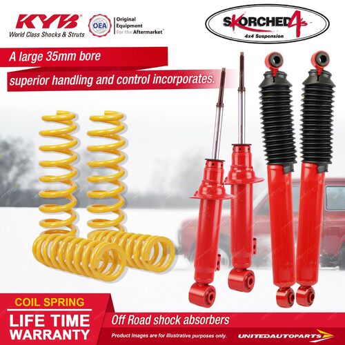 F+R KYB SKORCHED 4'S Shocks Raised King Springs for MITSUBISHI Challenger PB PC