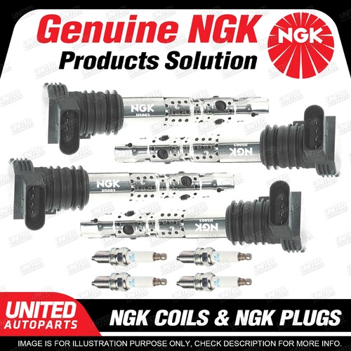 NGK 4 Spark Plugs + 4 Igniton Coils for Volkswagen Polo 9N Beetle 9C Passat 3B