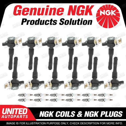 NGK 12 Spark Plugs + 12 Igniton Coils for BMW 750iL E38 5.4L V12 Premium Quality