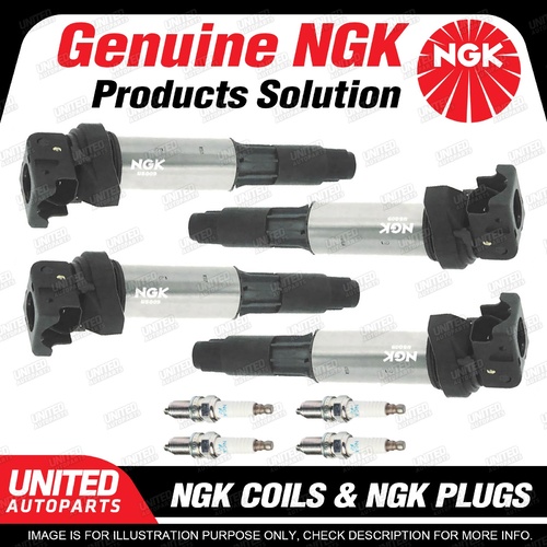 NGK 4 Spark Plugs + 4 Igniton Coils for BMW 116i E87 1.6L 4Cyl Premium Quality