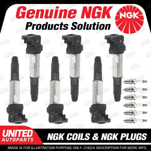 NGK 6 Spark Plugs + 6 Igniton Coils for BMW X3 E83 2.5L 3.0L 6Cyl