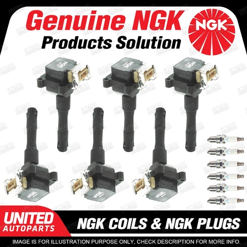 NGK 6 Spark Plugs + 6 Igniton Coils for BMW 320i 325i E36 520i E34 6Cyl