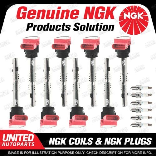 NGK 6 Spark Plugs + 8 Igniton Coils for Audi Q7 3.0L SV6 2010-2015