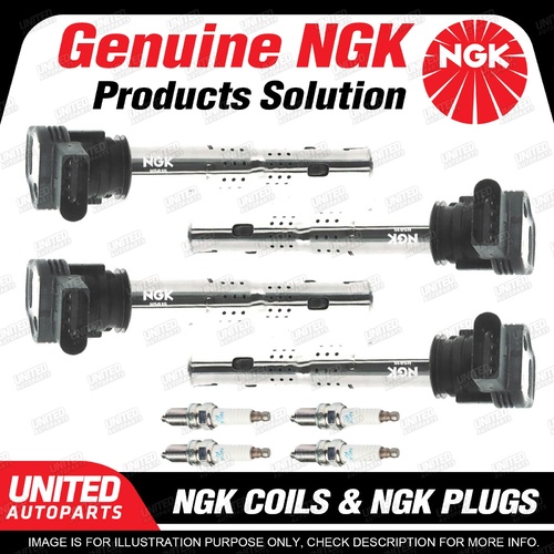 NGK 4 Spark Plugs + 4 Igniton Coils for Volkswagen Jetta 1KM Scirocco 1S 2.0L