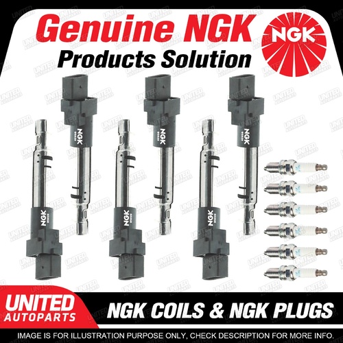 NGK 6 Spark Plugs + 6 Igniton Coils for Audi Q7 3.6 FSI BHK 3.6L V6 V-DOHC 206Kw