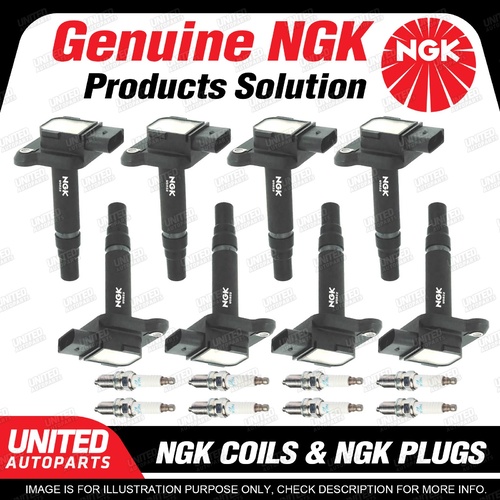 NGK 8 Spark Plugs + 8 Igniton Coils for Audi A8 4.2L V8 2000-2002