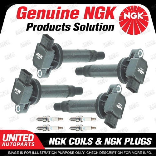 NGK 4 Spark Plugs + 4 Igniton Coils for Toyota Echo NCP10R Yaris NCP90R NCP130R