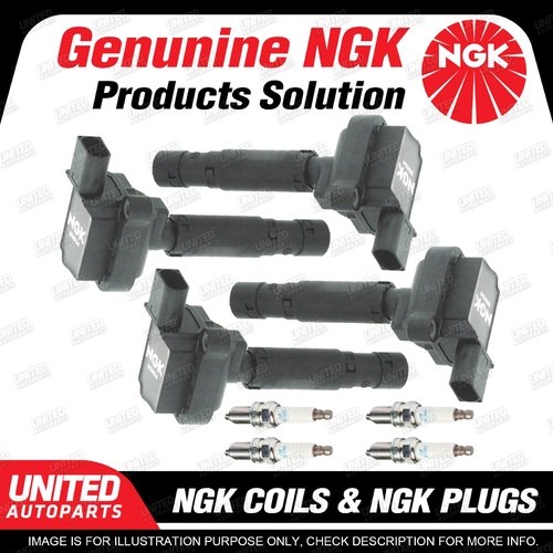 NGK 4 Spark Plugs + 4 Igniton Coils for Benz C180 C200 W203 CLK200K E200K SLK200