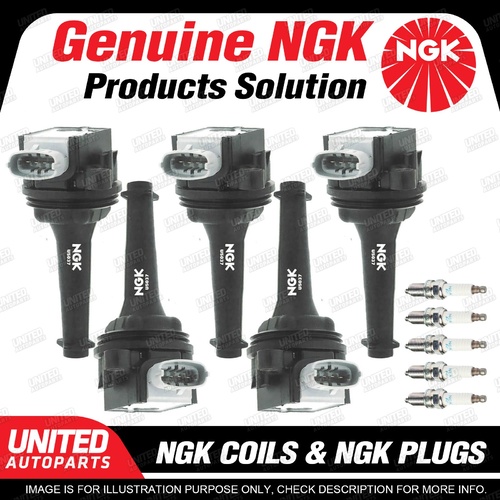 NGK 5 Spark Plugs + 5 Igniton Coils for Volvo C30 C70 V50 2.5L 2004-2018