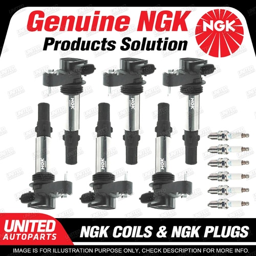 NGK 6 Spark Plugs + 6 Igniton Coils for Holden Crewman VZ Statesman WL 3.6L V6