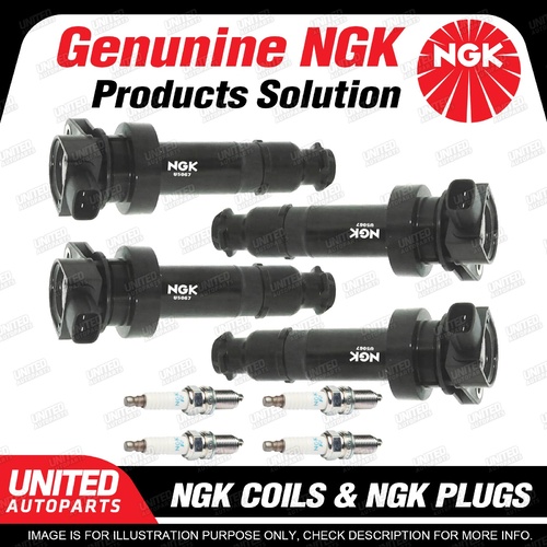 NGK 4 Spark Plugs + 4 Igniton Coils for Hyundai Accent RB I20 PB I30 FD 4Cyl