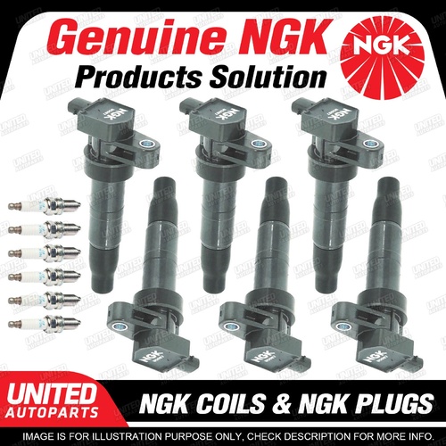 NGK 6 Spark Plugs+6 Igniton Coils for Hyundai Santa Fe CM G6DC 3.5L V6 DOHC MPFI