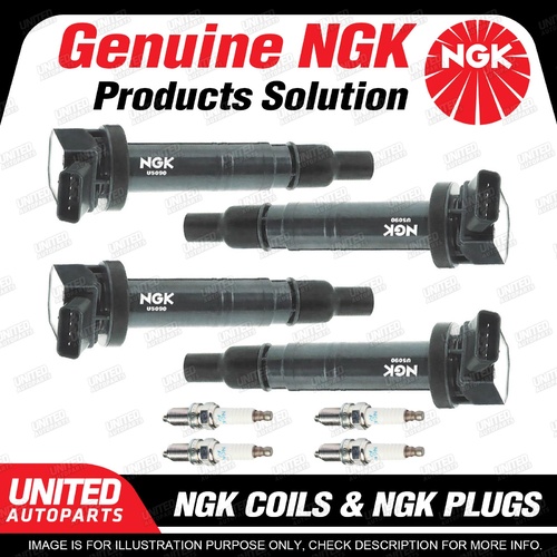 NGK 4 Spark Plugs + 4 Igniton Coils for Toyota Camry ACV40R Rukus AZE151R