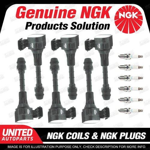 NGK 6 Spark Plugs + 6 Igniton Coils for Nissan 350Z Z33 3.5L V6 2003-2005