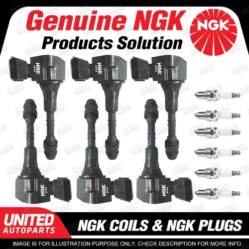 NGK 6 Spark Plugs + 6 Igniton Coils for Nissan Maxima J31 Murano Z50 3.5L V6