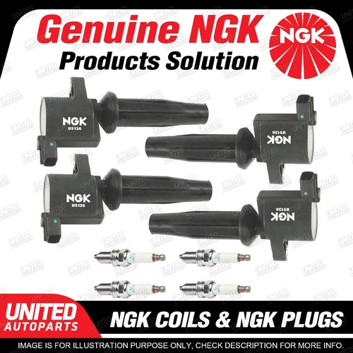 NGK 4 Spark Plugs + 4 Igniton Coils for Ford Focus LS LT LV Transit VM 4Cyl