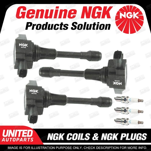 NGK 3 Spark Plugs + 3 Igniton Coils for Nissan Micra K13 1.2L 3Cyl