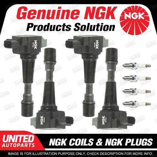 NGK 4 Spark Plugs + 4 Igniton Coils for Mazda 2 DY 1.5L 4Cyl 2005-2007