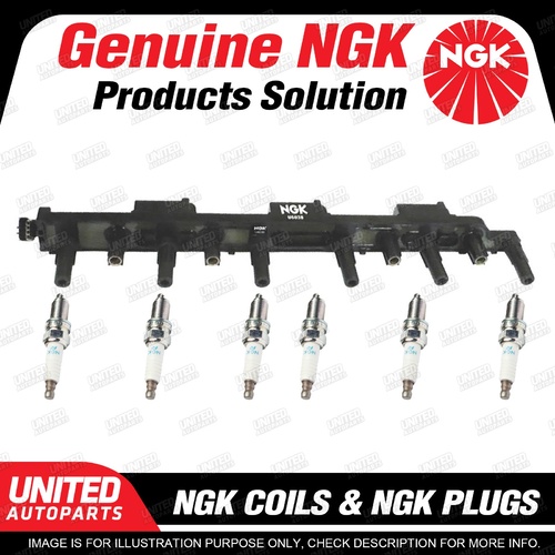 NGK 6 Spark Plugs + Igniton Coil for Jeep Grand Cherokee WJ WG Wrangler TJ 4.0L