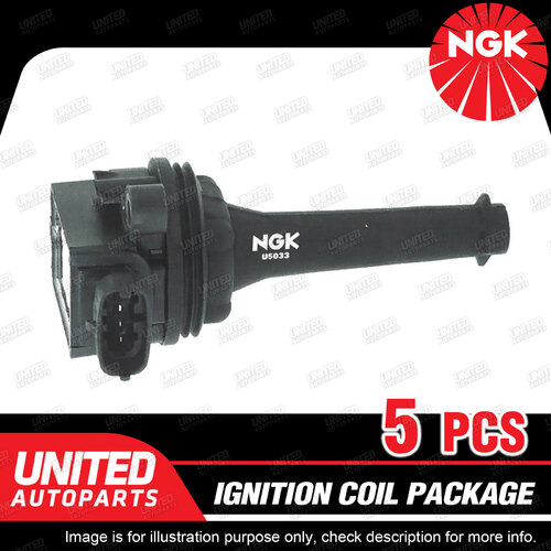 5 NGK Ignition Coils Pack for Volvo C70 S60 S70 S80 V70 XC70 XC90 2.3L 2.4L 2.5L