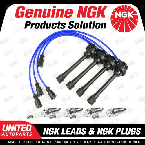 4 x NGK Spark Plugs + Ignition Leads Set for Mitsubishi Triton ML 2.4L 4Cyl