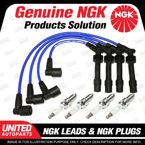 4 x NGK Spark Plugs + Ignition Leads Set for Holden Astra TR 1.6L 4Cyl