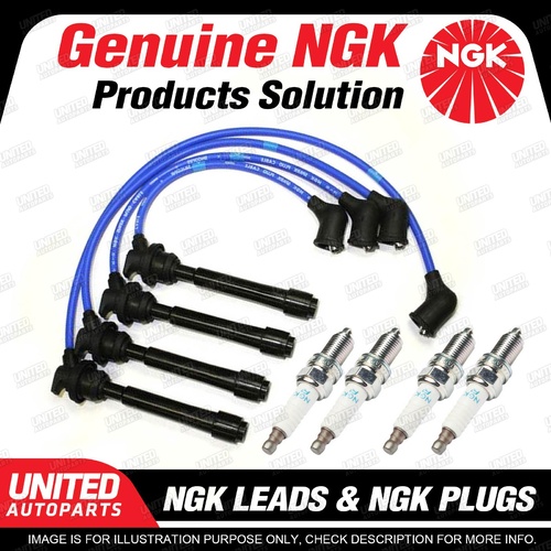 4 x NGK Spark Plugs + Ignition Leads Set for Hyundai Coupe RD Lantra J2 J3 4Cyl