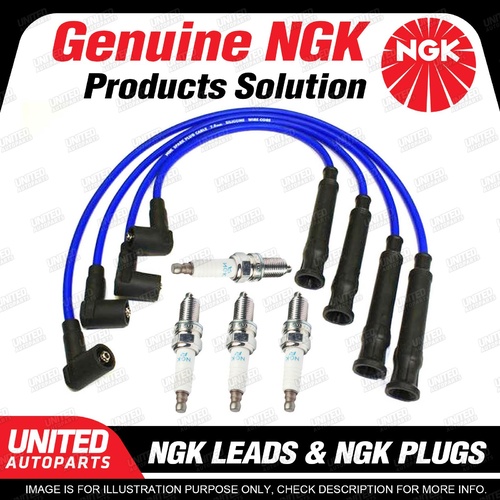 4 x NGK Spark Plugs + Ignition Leads Set for Audi A3 8L 1.6L 4Cyl