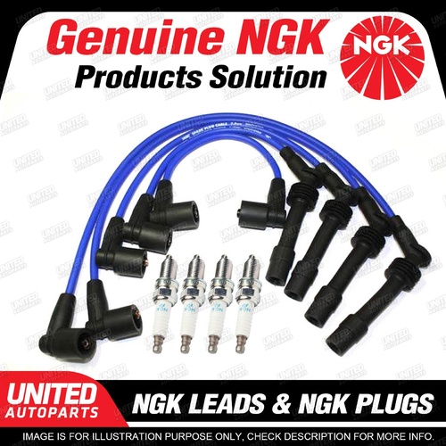 4 x NGK Spark Plugs + Ignition Leads Set for Holden Barina SB 1.2L 4Cyl 94-97